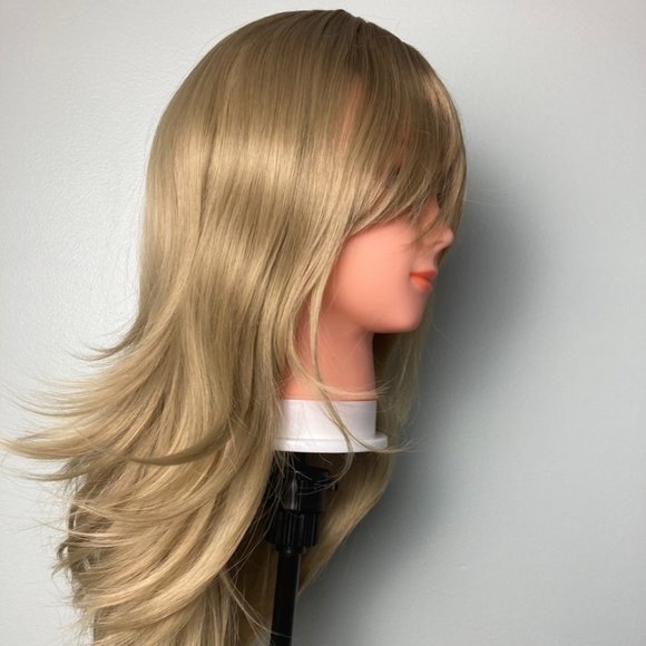 Layered Brown Roots Blonde Wig - Picture 3 of 11